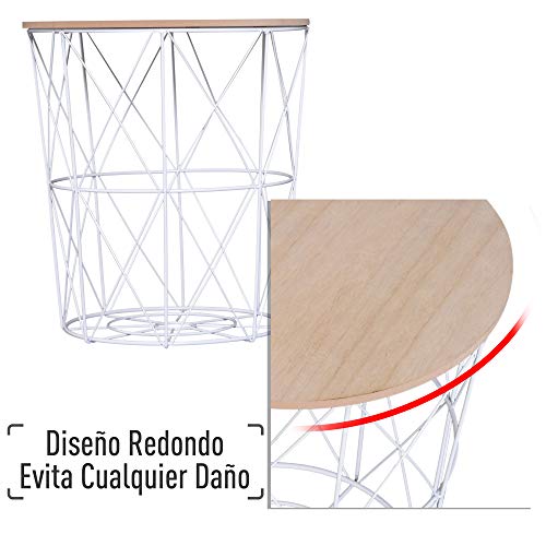 HOMCOM Juego de 2 Mesita de Café Centro Industrial Tapa Extraíble Cestas de Metal Mesa Auxiliar Metálica para Salón Sofá Estilo Moderno y Nórdico