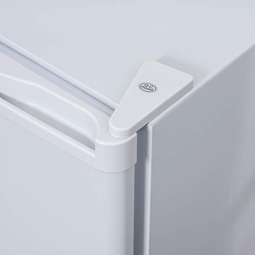 HOMCOM Mini Frigorífico Mini Bar Volumen 50 L Mini Nevera con Estante Extraíble Ajustable LED Ruido Mínimo de Eficiencia Energética 43x48x51 cm Blanco