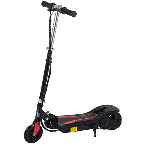 HOMCOM Patinete Eléctrico Altura Ajustable Scooter Eléctrico Plegable con Interruptor de Arranque Freno de Manillar Izquierdo Soporta hasta 50 kg 75x36x82-93 cm Negro