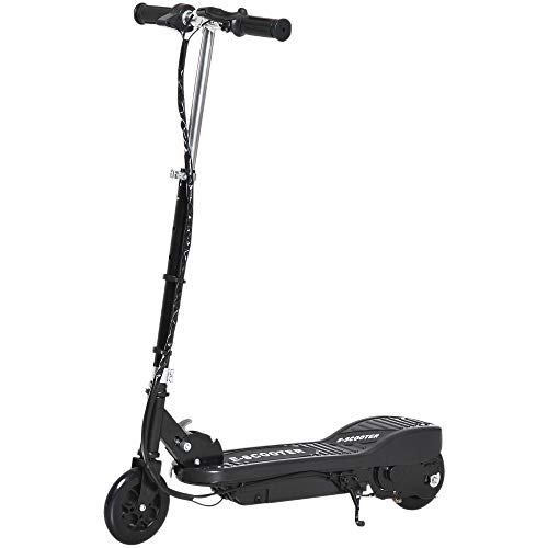 HOMCOM Patinete Eléctrico Niño 7-14 Años E-Scooter Plegable Manillar Ajustable 12km/h Batería Recargable 12V Monopatín 120W Carga 50kg Negro