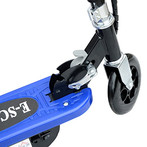 HOMCOM Patinete Plegable Niño Eléctrico Tipo Scooter con Manillar Azul Patinete Eléctrico Plegable Tipo Scooter con Manillar Ajustable Freno y Pie de Apoyo 120W Carga 50kg 81.5x37x96cm (Azul)