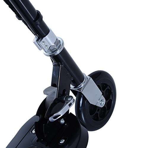 HOMCOM Patinete Plegable Scooter Eléctrico con Luz LED Monopatín Patinete Plegable Manillar Asiento Ajustable 120W Carga 50kg Acero (Negro)