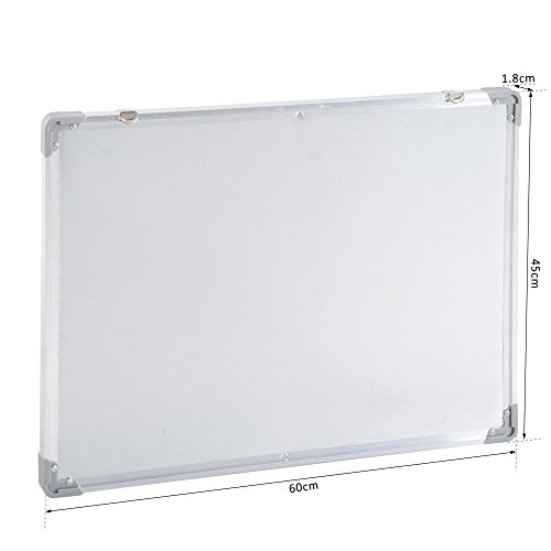 HOMCOM Pizarra magnetica blanca de 60 x 45cm con 10 imanes + 1 borrador + 4 rotuladores