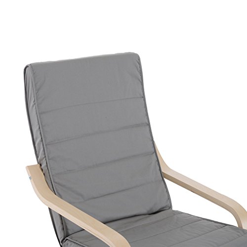 HOMCOM Sillón de Relax Silla de Relax Madera de Abedul Reposapiernas a 5 Niveles 2 Colores (Gris)