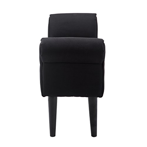 HOMCOM Taburete Pie de Cama Banqueta con Brazos Tapizada Tipo Banco de Madera para Dormitorio Salón Recibidor 102x31x51cm Carga 130kg