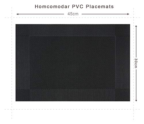 Homcomodar Vinilo Salvamanteles Individuales Manteles de Mesa Conjunto de 6 Negro