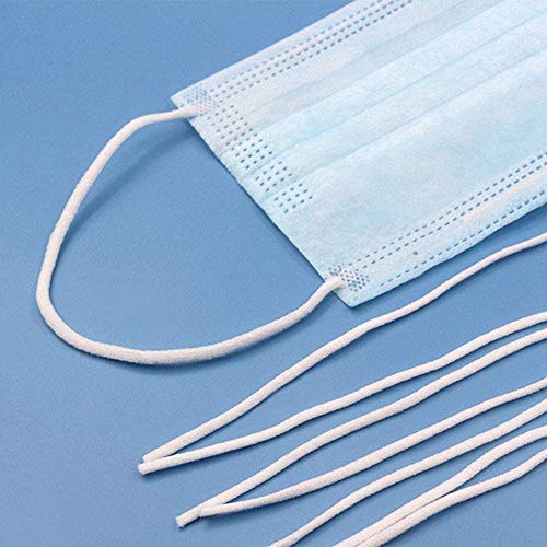 Homealexa Cordón Elástico 3mm Ancho Plana Goma Bandas Elástica Cintas Elásticas con 100 Correas de Puente Nariz, 50 Metros Longitud Cuerda Elastica para Costura Manualidades Diy Ropa Blanco