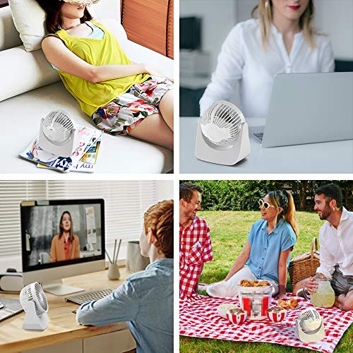 homeasy Mini Ventilador Pequeño Silencioso 360° con 3 Velocidades, Portátil Ventilador USB Silencioso PC con Cable USB Regarcable 1.2m, Ventilador de Mesa para Oficina Hogar Coche (Blanco)