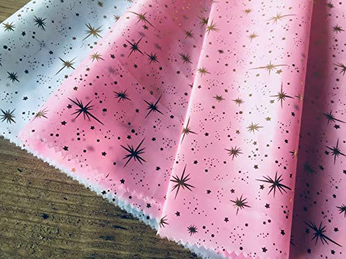 HomeBuy - Tela de tafetán de seda (150 cm de ancho, impresión de estrellas doradas, color negro, azul, crema, blanco, rosa claro (se vende por metros), rosa pastel, 2 m