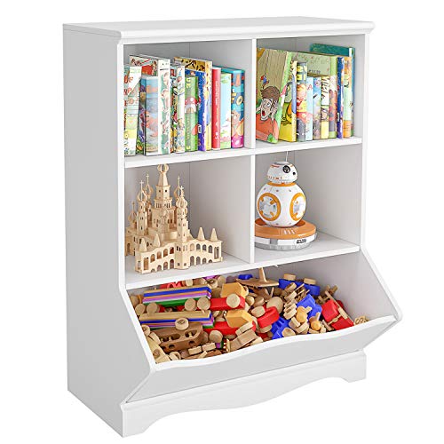 HOMECHO Armario de Juguetes con 5 Cubos de Almacenamiento Estantería Infantil para Juguete Libros para Niños Organizador de Almacenaje para Salón Dormitorio Baño Blanco 67 x 40 x 88 cm