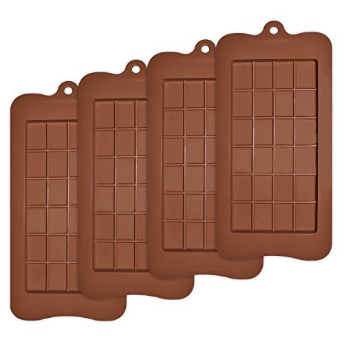 homEdge Break-Apart Moldes de chocolate, juego de 4 paquetes de moldes antiadherentes de silicona de grado alimenticio para proteínas y barra de energía
