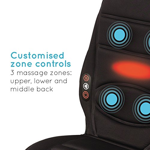 Homedics BKP-112HA-EU Asiento de masaje vibrante con calor suave, 3 zonas de masaje, controles integrados prácticos, utilitarios: en automóviles en el hogar y en la oficina
