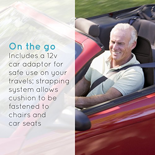 Homedics BKP-112HA-EU Asiento de masaje vibrante con calor suave, 3 zonas de masaje, controles integrados prácticos, utilitarios: en automóviles en el hogar y en la oficina