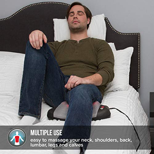 HoMedics Dual Cushion Cojín de Masaje Eléctrico Portátil, Masajeador Shiatsu Compacto con Calor Relajante para Aliviar Nudos y Contracturas en Espalda, Hombros, Cuello, Lumbares y Piernas