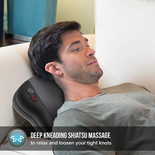 HoMedics Dual Cushion Cojín de Masaje Eléctrico Portátil, Masajeador Shiatsu Compacto con Calor Relajante para Aliviar Nudos y Contracturas en Espalda, Hombros, Cuello, Lumbares y Piernas