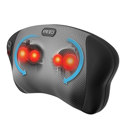 HoMedics Dual Cushion Cojín de Masaje Eléctrico Portátil, Masajeador Shiatsu Compacto con Calor Relajante para Aliviar Nudos y Contracturas en Espalda, Hombros, Cuello, Lumbares y Piernas