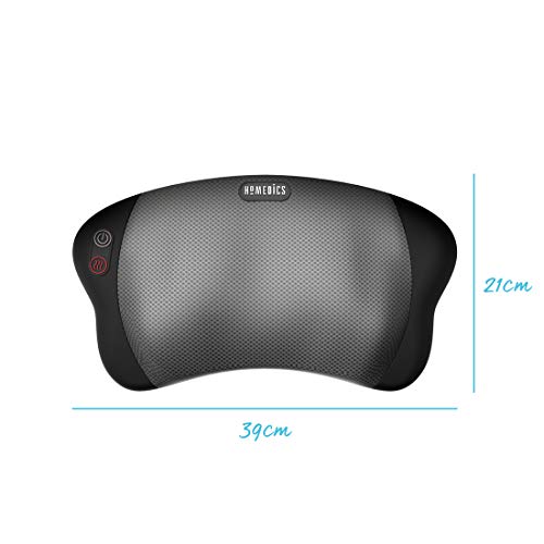 HoMedics Dual Cushion Cojín de Masaje Eléctrico Portátil, Masajeador Shiatsu Compacto con Calor Relajante para Aliviar Nudos y Contracturas en Espalda, Hombros, Cuello, Lumbares y Piernas