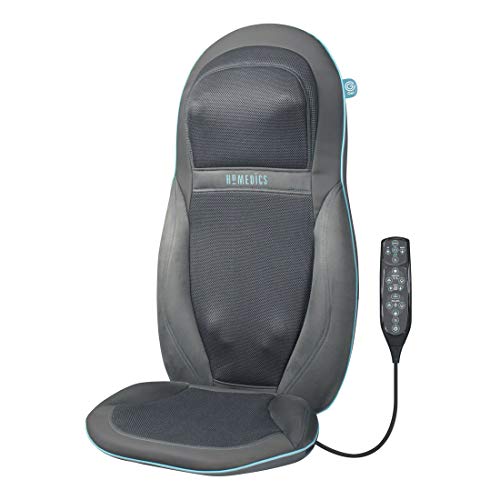 HoMedics Gel Asiento Masajeador Shiatsu para Espalda, Cuello y Hombros, Silla Eléctrica de Masaje con Calor Relajante, Control Remoto para Regular Intensidad, Tecnología Gel para la Casa y Oficina