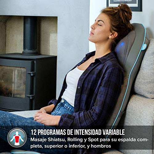 HoMedics Gel Asiento Masajeador Shiatsu para Espalda, Cuello y Hombros, Silla Eléctrica de Masaje con Calor Relajante, Control Remoto para Regular Intensidad, Tecnología Gel para la Casa y Oficina
