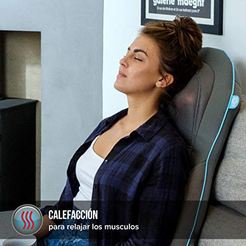 HoMedics Gel Asiento Masajeador Shiatsu para Espalda, Cuello y Hombros, Silla Eléctrica de Masaje con Calor Relajante, Control Remoto para Regular Intensidad, Tecnología Gel para la Casa y Oficina