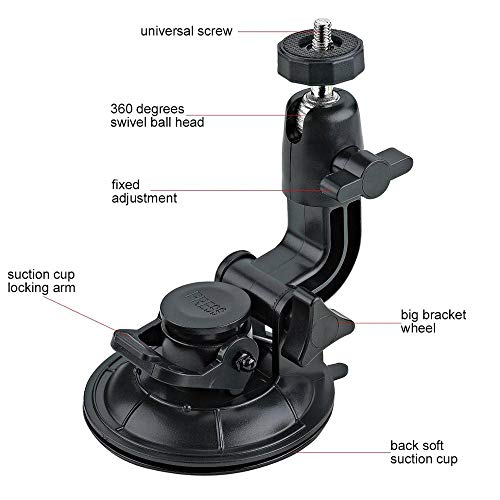 Homeet Soporte de ventosa Car Soporte Cámara Deportiva con Ventosa Dash Mount Car Holder con Adaptador de Trípode para Cámara de Acción