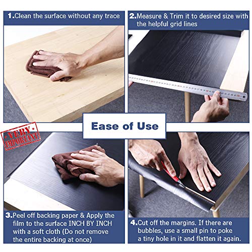 Homein Vinilos para Muebles Negro, Papel Pintado Autoadhesivo, Vinilos Cocina/Pared/Armario/Baño, Papel Adhesivo Impermeable y a Prueba de Polvo, PVC Rollo 60x200cm