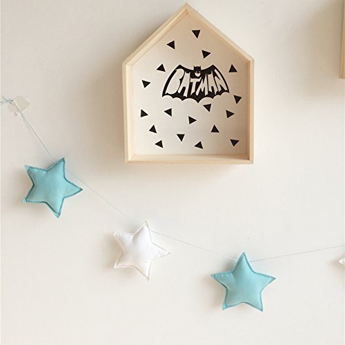 Homeofying Nordic - 5 adornos para colgar con diseño de estrellas, banderines para fiestas infantiles, decoración para habitación de bebé, niños o niñas, tela, Green + White
