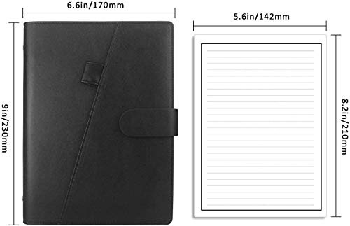 HOMESTEC Cuaderno Inteligente Reutilizable | Tamaño A5 | Hojas borrables y adaptadas para escaneo a PDF mediante APP | Incluye Boli y Marcadores Adhesivos (Cuero artificial) (Negro)