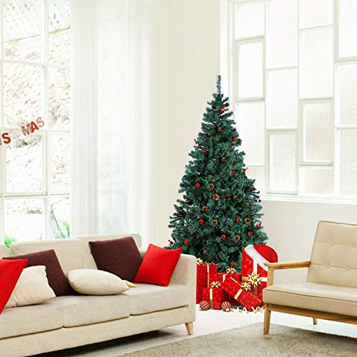 Homfa Árbol Navidad Artificial de Pino PVC con Soporte Metálico Decoración Navideña Verde 180cm 850 Ramas