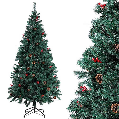 Homfa Árbol Navidad Artificial de Pino PVC con Soporte Metálico Decoración Navideña Verde 180cm 850 Ramas