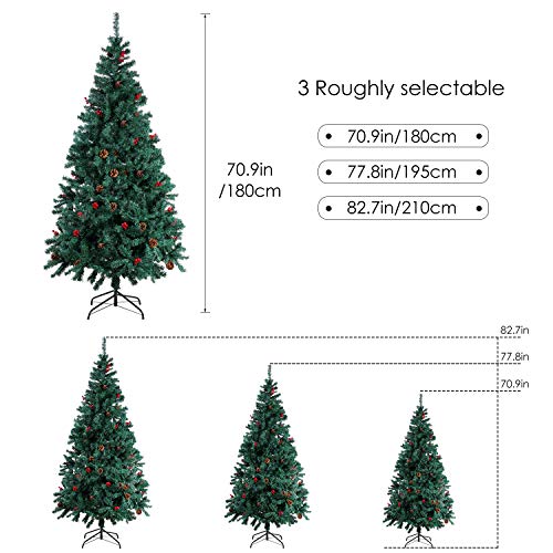 Homfa Árbol Navidad Artificial de Pino PVC con Soporte Metálico Decoración Navideña Verde 180cm 850 Ramas