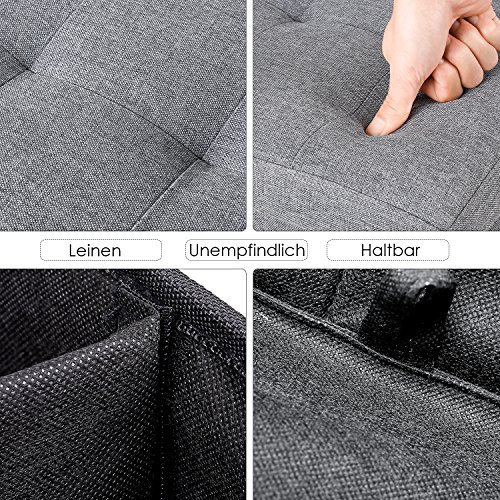 Homfa Baúles de almacenaje Banco Plegable con Espacio de alcenamiento Lino Gris 76x38x38cm