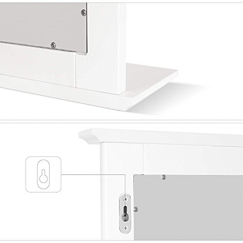 Homfa Espejo de Pared Espejo Baño Espejo Colgante para Dormitorio Baño Madera con 1 Balda Blanco 57X12X68cm