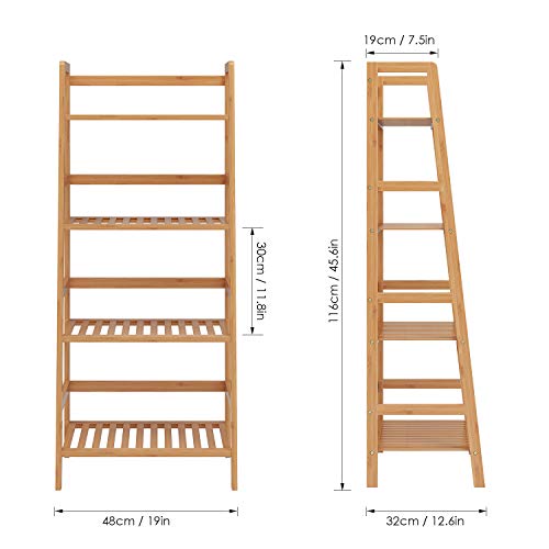 Homfa Estantería Baño Bambú Estantería Almacenaje para Libros Plantas Estantería para Salón Cocina con 4 Estantes Color Natural