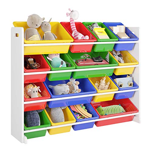 Homfa Estantería Infantil para Juguetes Organizador para Juguetes Almacenamiento Juguetes con 16 Cajas de 4 Niveles 105x23x80cm