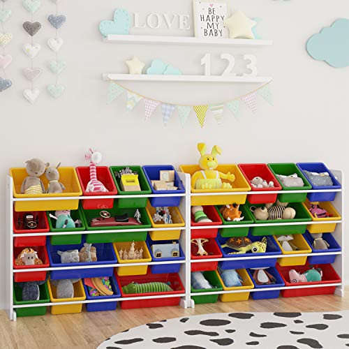 Homfa Estantería Infantil para Juguetes Organizador para Juguetes Almacenamiento Juguetes con 16 Cajas de 4 Niveles 105x23x80cm
