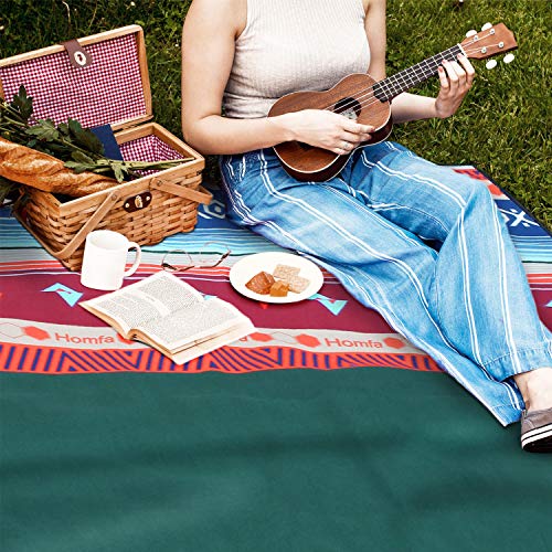 HOMFA Manta de Picnic Impermeable Plegable Anti-Calor para Camping Playa Alfombra para Suelo Playa Jardín Parque de Franela para 4-8 Personas 200 x 200 x 0.2cm