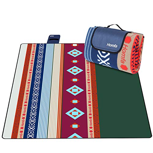 HOMFA Manta de Picnic Impermeable Plegable Anti-Calor para Camping Playa Alfombra para Suelo Playa Jardín Parque de Franela para 4-8 Personas 200 x 200 x 0.2cm