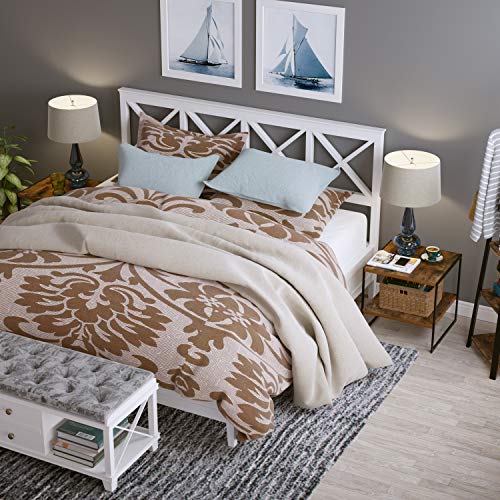 Homfa Mesita Auxiliar Mesita de Noche con 2 Niveles para Sofá Salón Dormitorio Negro y Vintage 50x50x50cm