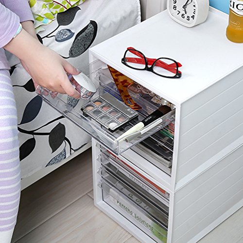 Homfa Organizador de Escritorio Organizador Material Oficina Organizador para Documentos con 4 Cajas Blanco 27.5x33x25cm