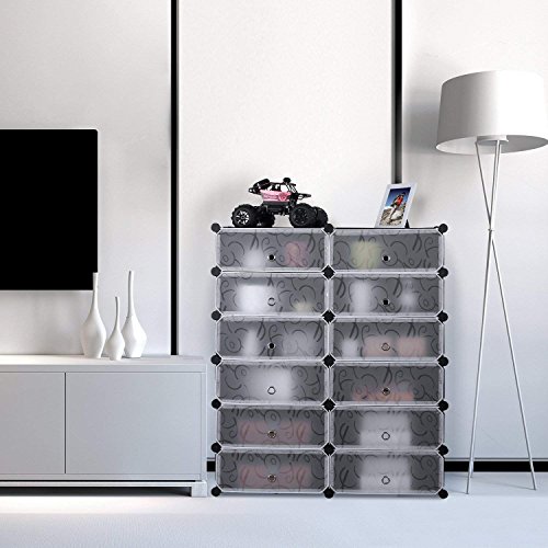 HOMFA Zapatero Modular Portátil Zapatero para 24 Pares Zapatos Organizador para Zapatos de 6 Niveles Negro 91x36x105cm