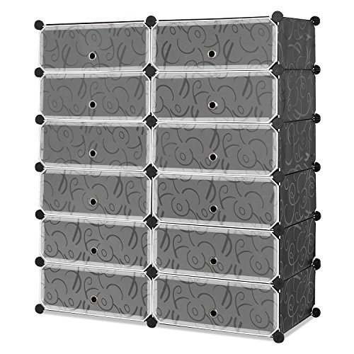 HOMFA Zapatero Modular Portátil Zapatero para 24 Pares Zapatos Organizador para Zapatos de 6 Niveles Negro 91x36x105cm