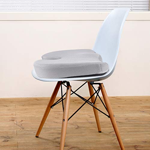 Homfy - Cojín de asiento ortopédico con gel de espuma viscoelástica con funda de cojín extraíble, cojín de asiento ergonómico para oficina, silla de ruedas y coche (gris)