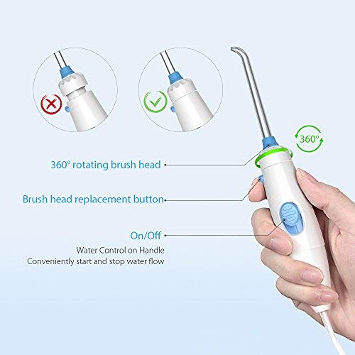 Homgeek Irrigador Bucal, Irrigador Dental Profesional con 7 Boquillas Multifuncionales 10 Ajustes de Presión 600ml, Efectivamente Limpia los Dientes y Protege la Salud Bucal de Toda la Familia