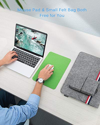 HOMIEE 15 Pulgadas Funda de Fieltro para portátiles con Bolsillo de Almacenamiento Extra y Almohadilla, Funda de Fieltro para Tableta, Funda de Transporte con Bolsillos para portátiles MacBook Pro