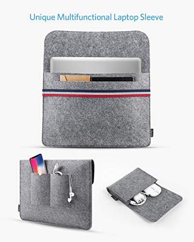 HOMIEE 15 Pulgadas Funda de Fieltro para portátiles con Bolsillo de Almacenamiento Extra y Almohadilla, Funda de Fieltro para Tableta, Funda de Transporte con Bolsillos para portátiles MacBook Pro