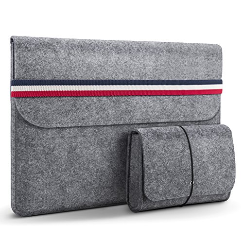 HOMIEE 15 Pulgadas Funda de Fieltro para portátiles con Bolsillo de Almacenamiento Extra y Almohadilla, Funda de Fieltro para Tableta, Funda de Transporte con Bolsillos para portátiles MacBook Pro