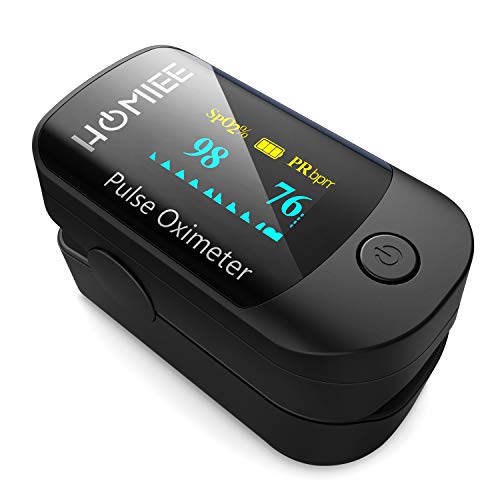HOMIEE Oxímetro de Pulso, Pulsioxímetro de Dedo Profesional, Medidor de Oxígeno en Sangre SpO2 (OLED negro)