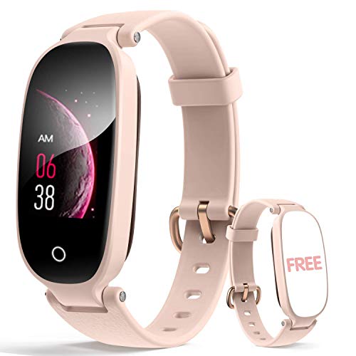 Hommie Pulsera Actividad Inteligente Mujer, Pulsera Actividad para Mujeres, Relojes Inteligentes Mujer de Pantalla Color, Reloj Actividad Mujer Monitor Pulsómetro,Sueño,Calorías, 2 Correas