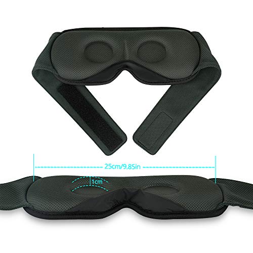 HOMMINI Antifaz para Dormir,Antifaz Dormir de 72CM/Diseño 3D/2 cojín Dónut Desmontable,Correa Ajustable de Velcro 13CM